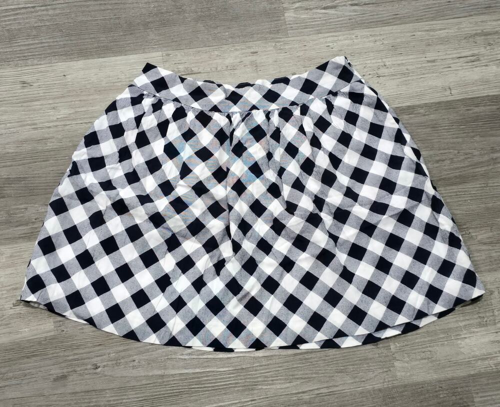 Crown & Ivy Black & White Gingham Checkered Pattern w. Pockets Midi Skirt